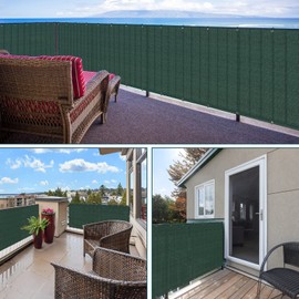 ECOOPTS 3'x136' Balcony Privacy Fence Screen with Zip Ties, Outdoor UV Protection Fence Cover for Balcony Porch Patio Deck Yard (Green)
