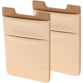 Funda Adhesiva para Teléfono Bolsillo Trasero para Tarjetas, Material Pu y Pvc, Diseño Elástico, Paquete de 2 Piezas en Color Caqui para Uso Diario