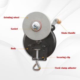 ECUTEE Hand-cranking Knife Sharpener for Hunting, Heavy Duty Knife Sharpener System Bearing Type 6 Inches DIY Polishing Machine Tool Grinder Marble Polishing Wheel