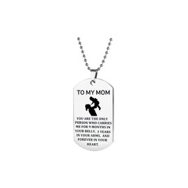 SBI Jewelry To Mom Mommy Dog Tag Necklace Pendant Carries Me for 9 Months Women Mum Mother Wife Daughter Sister Grandma Auntie Family Birthday Anniversary Mothers Day