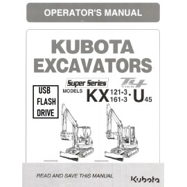 Kubota KX121-3 KX161-3 KX121 KX161 U45 Excavator Operators Owners Manual USB