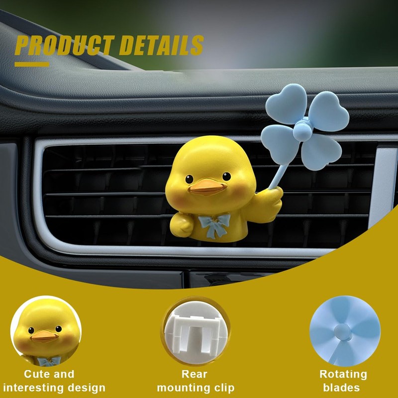 Cute Duck Car Air Fresheners Vent Clips, Rotating Windmill Car