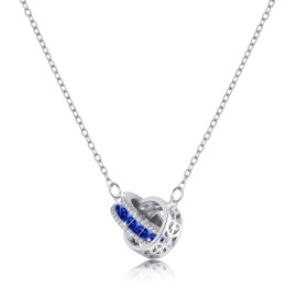 Linawe Edelsteine Anhänger Kette Silber Damen, Saphir Blau Kettenanhänger Halsketten für Frauen, Edelstahl kette Silberschmuck Geburtsstein Kristall Kette Set, Statement Necklace Jewelry