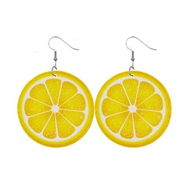 Atifober Lemon Earrings Cute Dangle Drop Earrings Trendy Leather Fruit Earrings Lightweight Funny Lemon Earrings For Women Summer Earrings Holliday Beach Vacation Earrings, Large, Yellow