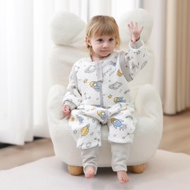 MIKAFEN Baby Sleeping Bag with Feet, 2.0 Togs, 100% Cotton, Children's All-Year Sleeping Bag with Removable Sleeves, All-Year Sleeping Bag with Legs, Spacecraft, 4-5 Years