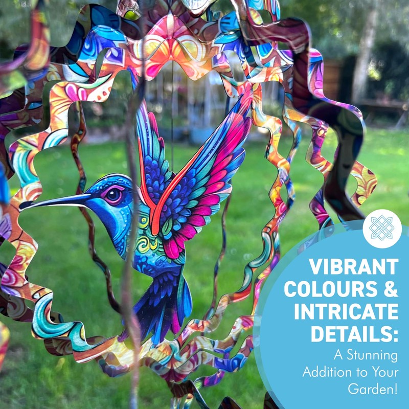 Vibrant Hummingbird Wind Spinner – Whimsical Garden Art, Outdoor Decoration,