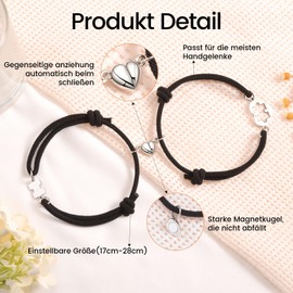 VU100 2 Pieces Pair Magnetic Bracelet Magnetic Attraction, Couple Pairing Love Friendship Weaving, Gift for Lovers Family Best Friend Girlfriend Mother Sisters, ['Wax Rope', 'Stainless Steel'], No