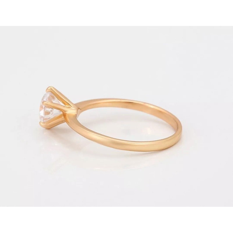 Dtup Anillo De Compromiso Solitario Chapado En Oro De 18k