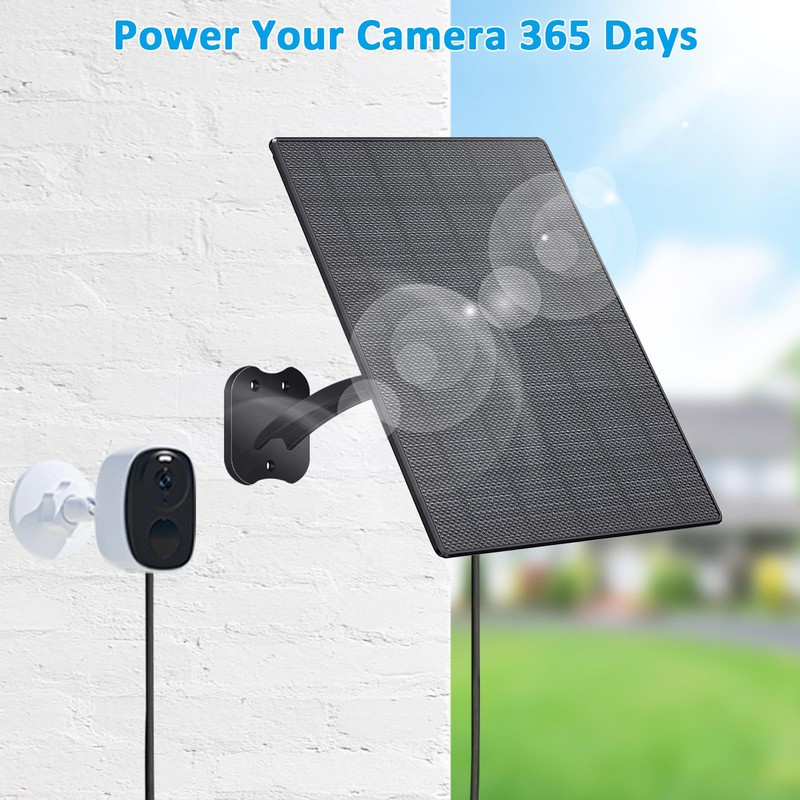 10W Solar Panel for Security Cameras, DC/USB-C/USB, Black, 2 Pack