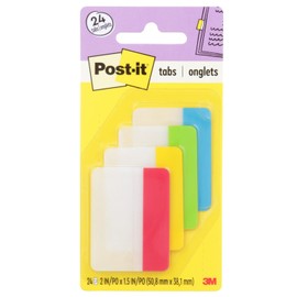 Post-it Banderitas Adhesivas Rígidas, 5 cm x 3.8 cm, Colores Primarios, 4 pads, 6 banderitas por pad