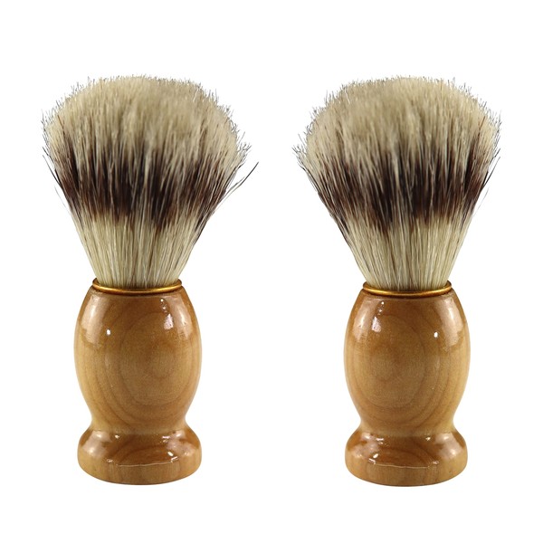 Iconikal Wood Handled Badger Hair Shaving Brush, 2-Pack