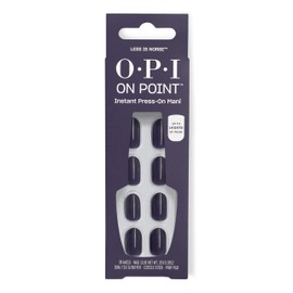 OPI On Point Less is Norse | Short Round Dark Deep Blue Press On Nails | 24 Count with Nail Glue | Long Lasting, Reusable, Non-damaging | Fall 2025 Shades