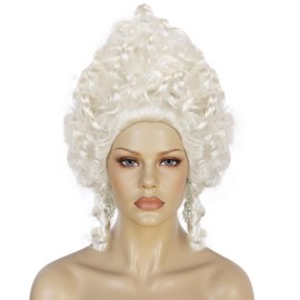 TIKJOYS Platinum Baroque Wig Renaissance Wig Curly Colonial Wigs