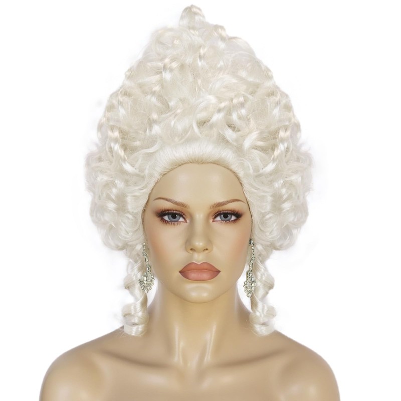 TIKJOYS Platinum Baroque Wig Renaissance Wig Curly Colonial Wigs