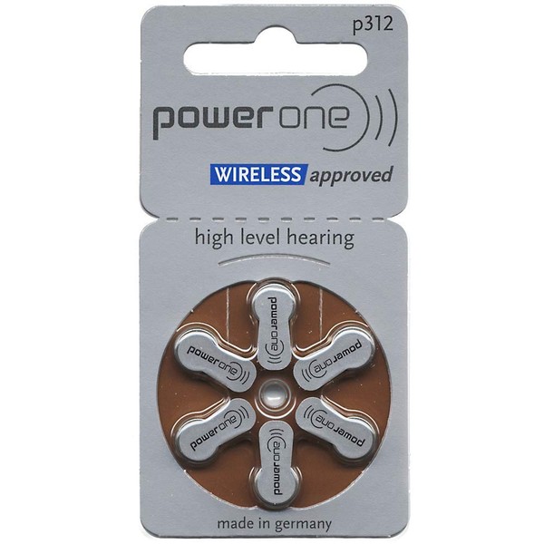 PowerOne Hearing Aid Batteries No Mercury Size 312, PR41 (60 Batteries) + Battery Keychain Kit