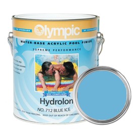 Olympic Pool Paint - Hydrolon - Blue Ice - 1 Gallon - Water-based acrylic emulsion swimming pool coating - low sheen, satin finish for plaster or concrete pools.