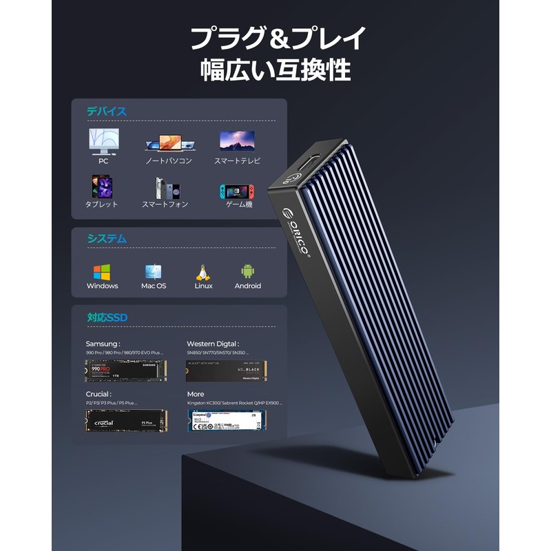 ORICO M.2 NVMe SSD External Case USB 3.2 Gen2 10Gbps