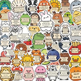 100PCS Cute Stickers for Kids, Affirmation Animal Stickers, Motivational Stickers for Kids Classroom, Inspirational Vinyl Waterproof Decals for Water Bottles Laptops Scrapbook Vision Board Supplies