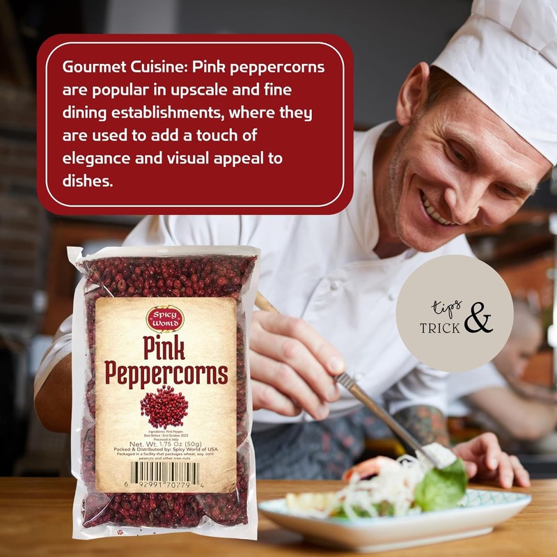 Spicy World Pink Peppercorns Whole 1.75Oz Bag - Steam Sterilized,