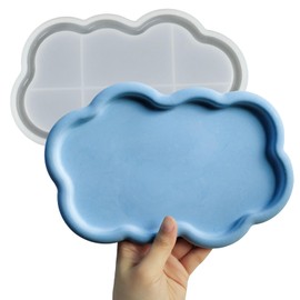 Wehous Cloud Shape Tray Silicone Mold Storage Tray Container Mold for Resin Concrete Jewelry Trinket Plate Dish Vanity Candle Holder Mold for Epoxy Resin Casting Creative Art Craft Home Decor