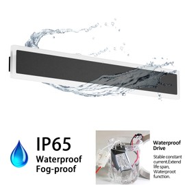 Aipsun 2 Pack Outdoor LED Wall Light,23.6 inch LED Modern Porch & Patio Wall Sconce Black Exterior Lights Wall Light for Living Room,Garage,Bathroom(Warm Light 3000K)