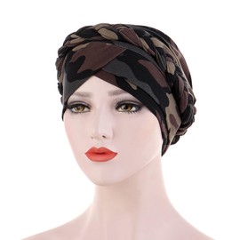 YEHUDAF LEE Women's Turban Braid Headwear Headscarves Chemo Cap Pre-Tied Beanie Hat Head Wrap Sleep Hat, 3