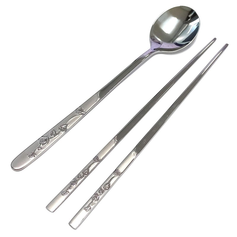 SUPIA Korean Traditional Cutlery Stainless Steel Spoons and Chopsticks Set