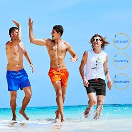 MEILONGER Men's Swim Trunks Swimwear, Quick Dry Beach Swimming Board Shorts Bathing Suits with Mesh Lining and Pockets(Black,M)