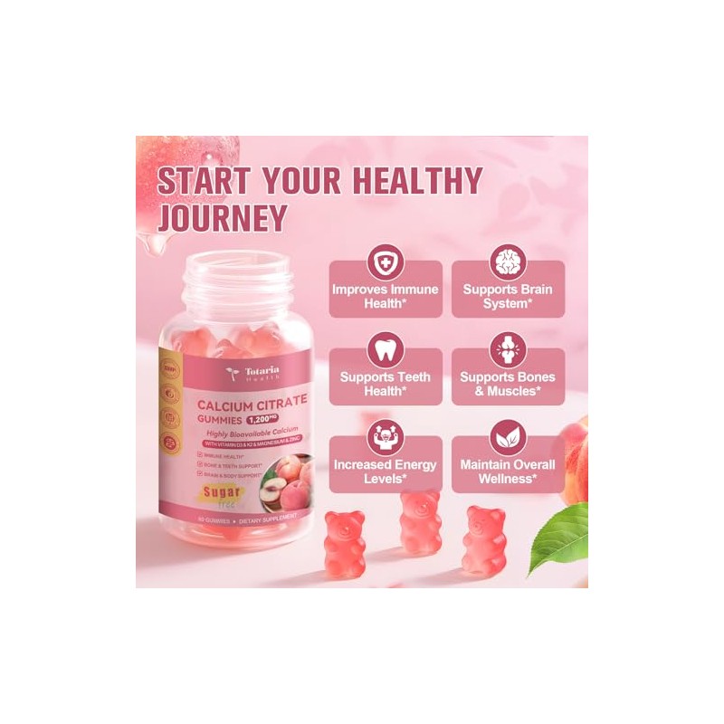 2 Pack Calcium Citrate Gummies 1200 mg - Calcium Supplements