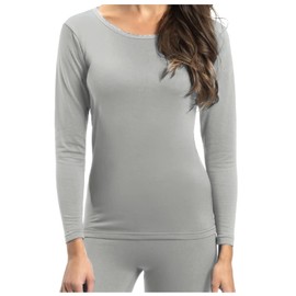 Rocky Women's Thermal Base Layer Top (Long John Underwear Shirt) Insulated for Outdoor Ski Warmth/Extreme Cold Pajamas (Heather Grey - Large)