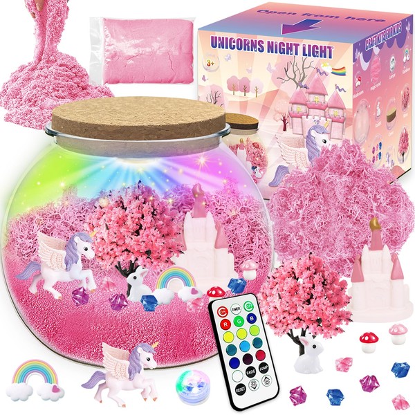 Unicorn Gifts for Girls Terrarium Kit, Light Up Terrarium Crafts