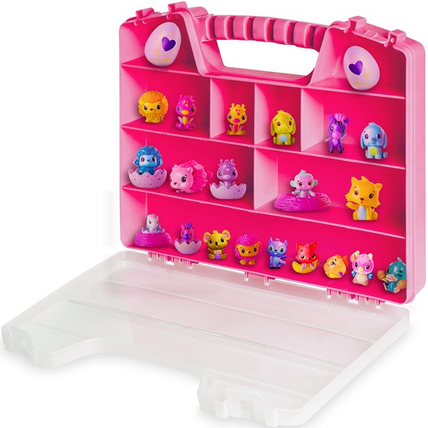 Durable Figures CASE Organizer Box| Fits Up to 50 Mini Colleggtibles Eggs Toys Figurines, Miniature Characters Or Tiny Figure| Large Compartments| Carrying Case Bin with Handle by Ash Brand