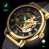 Dentily Mens Watches Classic Roman Numeral Mechanical Watch Hand-Wind Skeleton