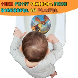 Faivykyd Potty Training Toilet Target for Toddler Boys – Fun Toilet Training Pee Target with Dragon Theme