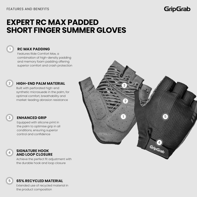 GripGrab Expert RC Max Padded Short Finger Summer Cycling Gloves