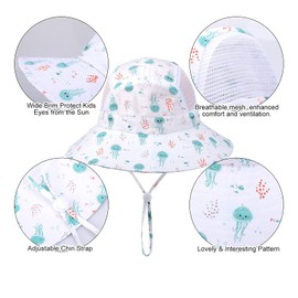 JUPSK Kid's Bucket Hat, Child Sun Hat UV Protection Beach Cap Summer Hat for Toddler Boys Girls