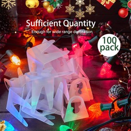 Pack of 100 Original Shingle Tab for C7 C9 Lights, Christmas Light Clips for Holiday String Light Outdoor
