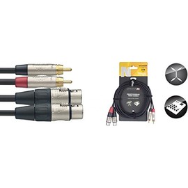 Stagg 19335 3 m 2x 3 Pin Female XLR to Male RCA Twin Deluxe Audio Cable - Black