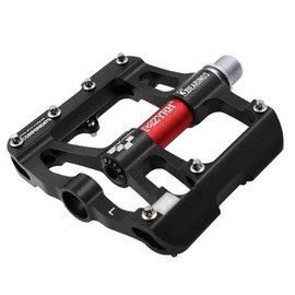 VOANZO Pedals Cycling MTB Bicycle Pedal Mountain Bike Aluminium Alloy Ultralight Ultra Running Sealed Bearing Axle Non-Slip Pedals for Road Bike BMX Bicycle (Black Red)