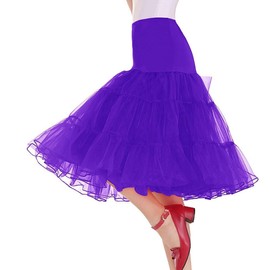 BIFINI Plus Size Vintage Rockabilly Skirt Women's 50s Petticoat Crinoline Underskirt Purple
