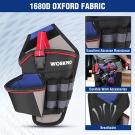 WORKPRO Drill Holster with Quick-Release Buckle, Heavy Duty 1680D Oxford Fabric, Velcro Design, Professional Impact Driver Holster for Workers, Home Improvement - Durable Tool Holster, Right Hand