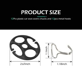 Polcatay 24 PCS Car Seat Cover Fixing Kit, Plastic Plum Plate Seat Cover Anti-Slip Fastening Buckle, Metal Hook Retainer, Universal for Most Cars Front and Rear Cushion Accessories (Black)
