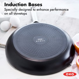 OXO Agility Series 8" Frying Pan Skillet, Ceramic Nonstick Cookware PFAS-Free, Induction Suitable, Quick Even Heating, Stainless Steel Handle, Chip-Free Rims, Dishwasher and Oven Safe, Black