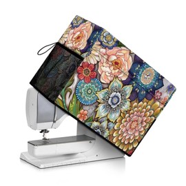 Psesaysky Boho Floral Sewing Machine Cover Stain Resistant Lightweight Waterproof Sewing Machine Cover Dust Cover with Pockets to Keep Clean & Safe Soft