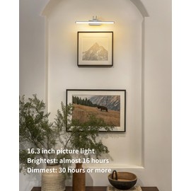 DG LED Wireless Wall Picture Lights Set of 2 with Remote, 7000mAh Rechargeable Dimmable Art Lighting, Adjustable Swing Arm, Picture Frame Light for Gallery, Living room, Hallway, 16.3 inch, Silver