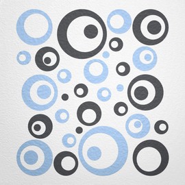 WANDfee® Wall Tattoo, Circles, Dots, 50 Stickers, Colour Choice For Children's Bedroom, Living Room, Hallway, Bathroom, Kitchen, Tile Stickers, grey