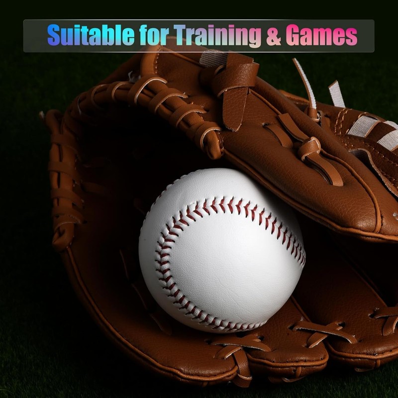 KIQAWEE 2 Pack Base Ball Standard Hard Leather 9 Inch