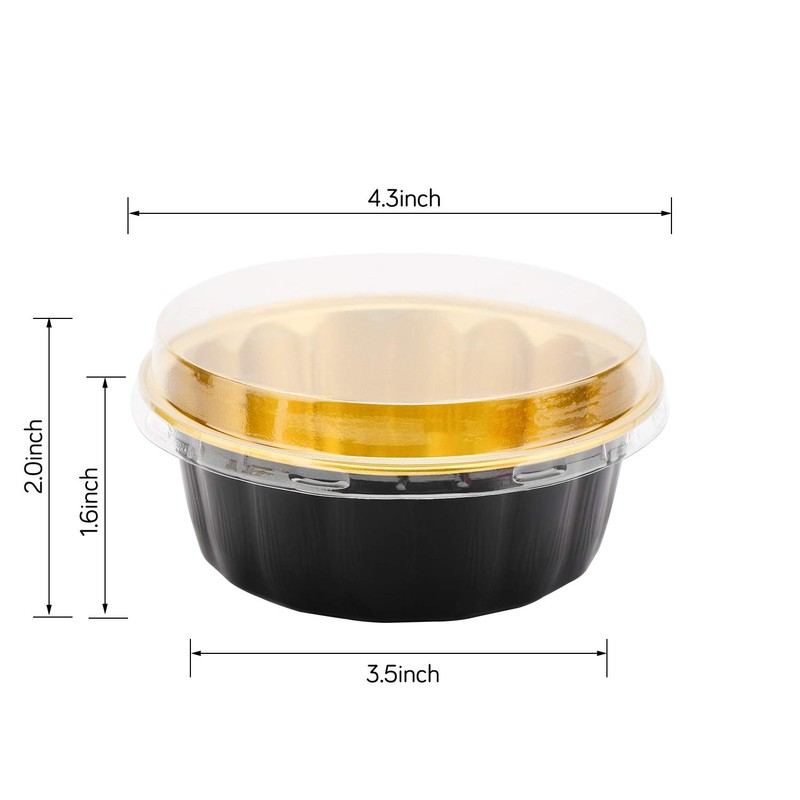 Beasea Disposable Ramekins with Lids, 8 oz 50 Pack Black