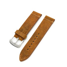 CASSIS U1012335044024 Nubuck Watch Strap Kauai 0.9 inches (24 mm), Honey Brown, Replacement Tool Included, Braun, Luxury