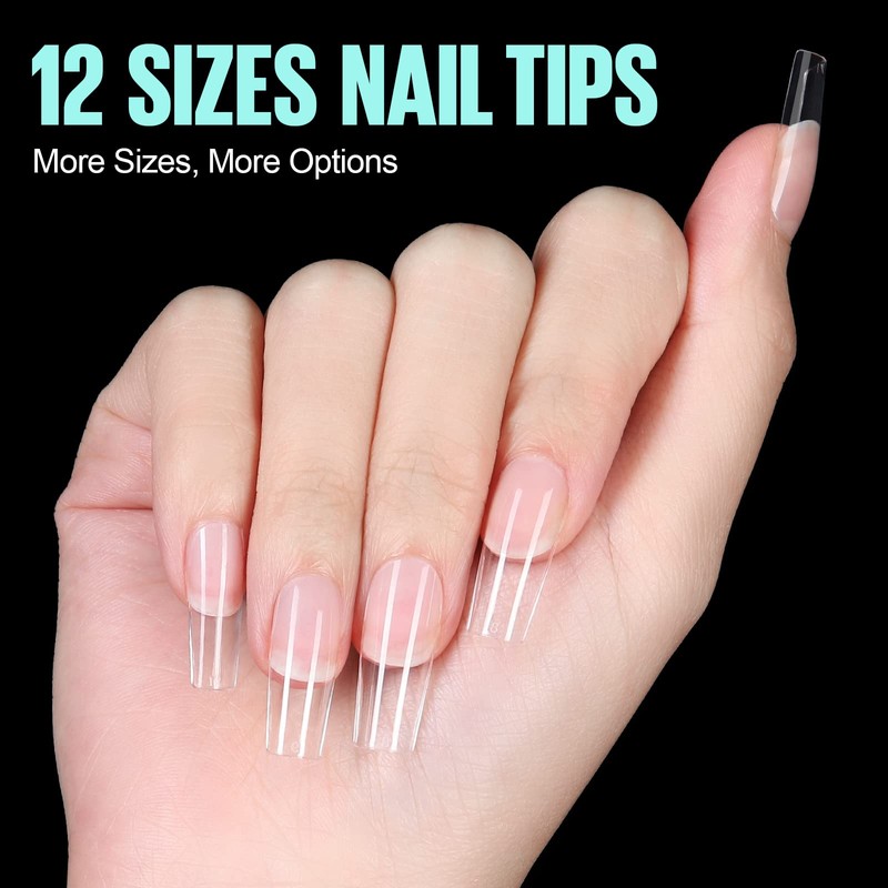 TOMICCA Nail Tips, Pack of 240 Full Cover Soft Gel